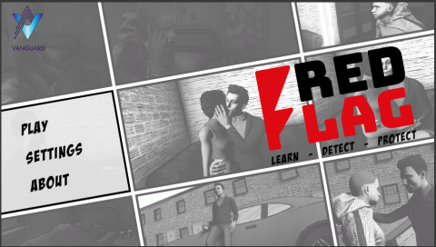 Home page of the red flag game showing images from the game along with options for the user